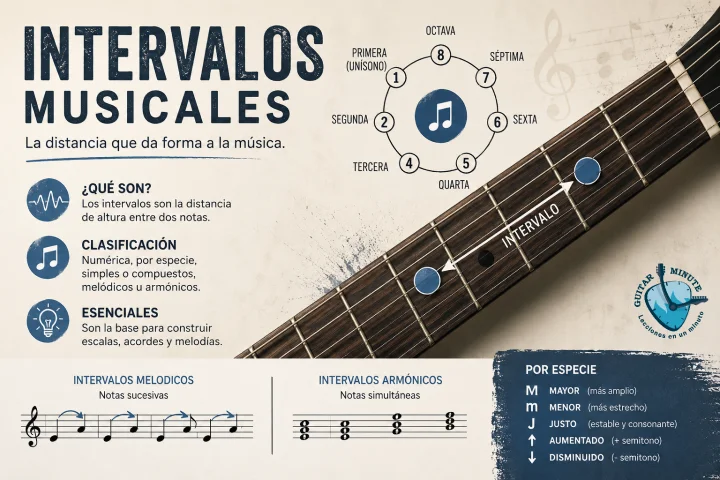 Infografía educativa sobre intervalos musicales