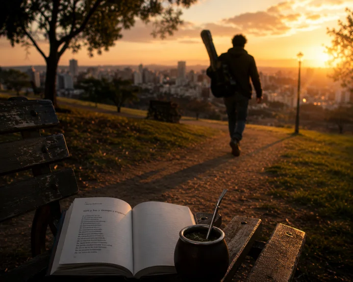 Libro, mate, guitarrista