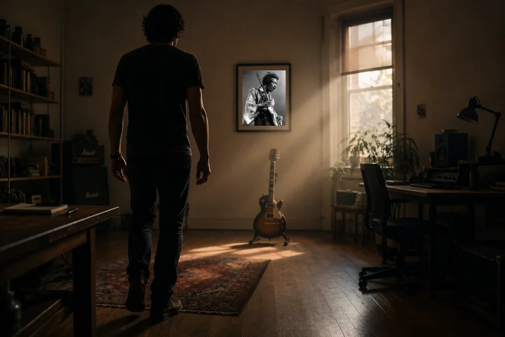 Estudio de música iluminado por el sol